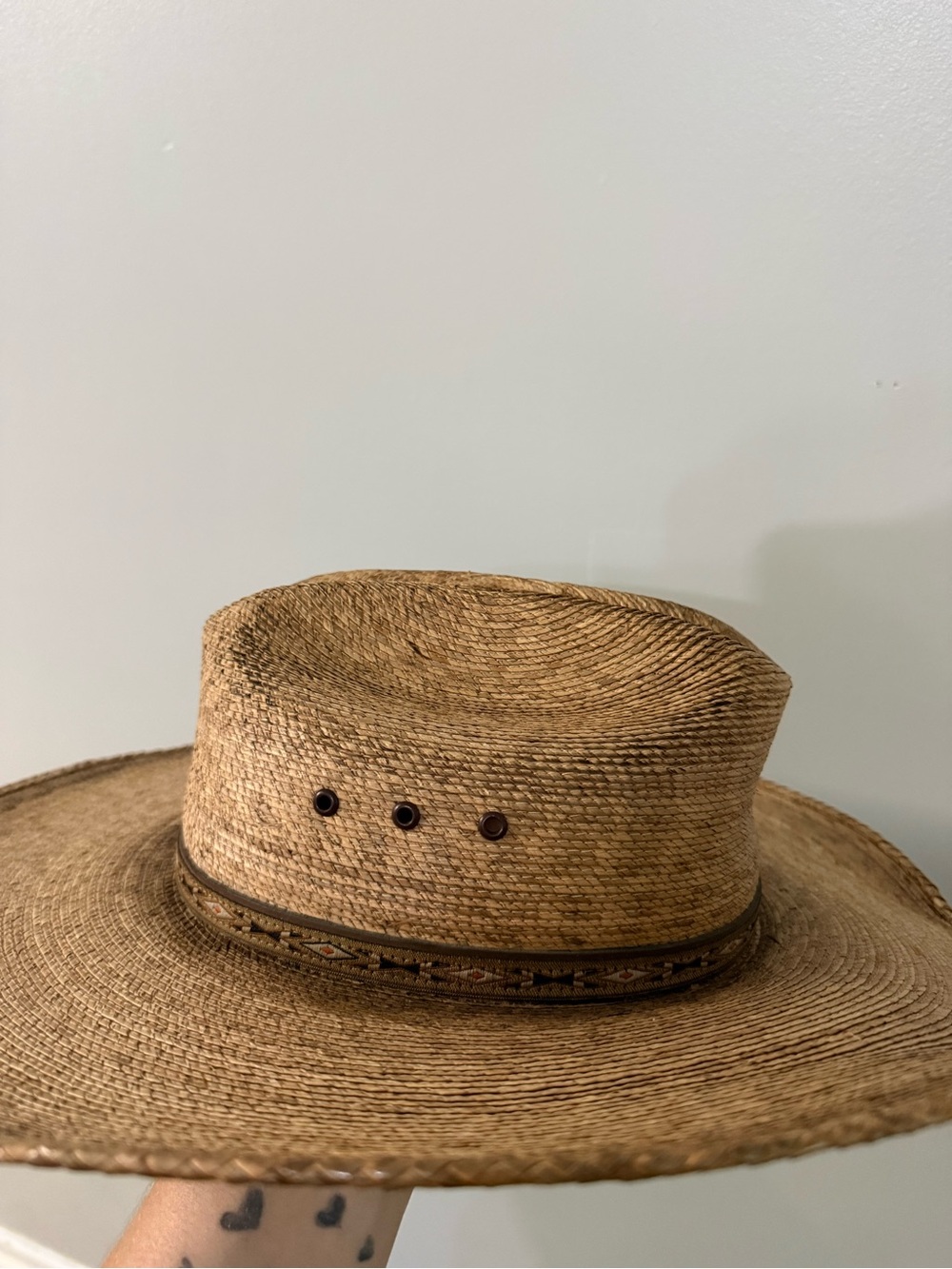 Justin Boots Wide-Brim Straw Cowboy Hat - Natural Brown - Picture 3 of 6